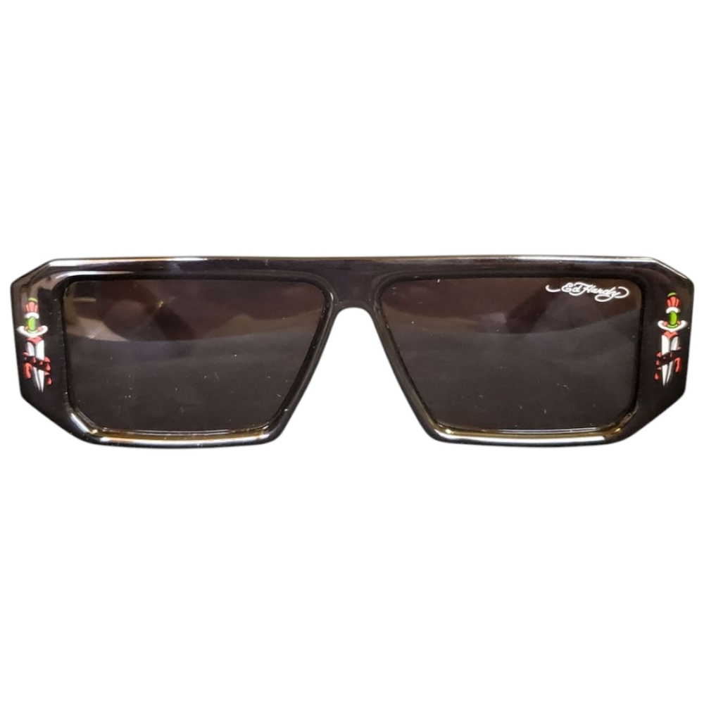 Ed Hardy black Rectangulared Sunglasses With Classic Tiger Print NWOT
